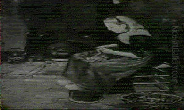 Woman Peeling Potatoes - view 1