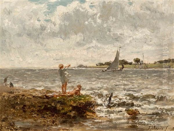 Bathing Children At A River - view 1
