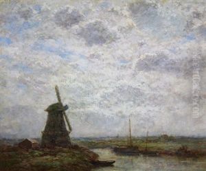 Windmill On The Marshes by Jacob Henricus Maris