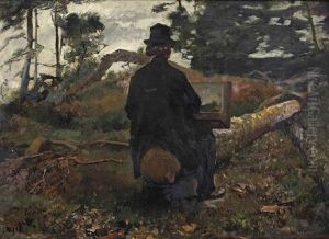 The Painter Frederik Hendrik Kaemmerer At Work In Oosterbeek by Jacob Henricus Maris