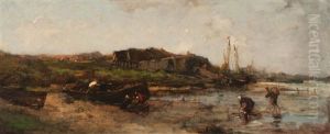 A Wharf On The River by Jacob Henricus Maris