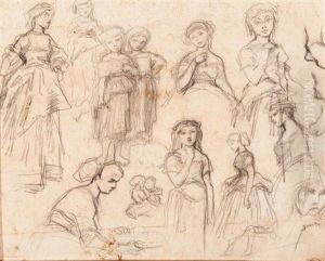 Two Figure Studies (+ Figure Studies, Pencil, Verso) by Jacob Henricus Maris