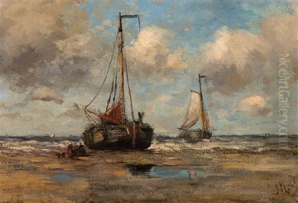 Moored Barge On The Beach - view 1
