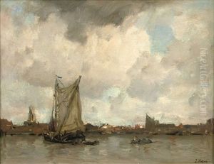 Havengezicht (a River Landscape, A Town Beyond)