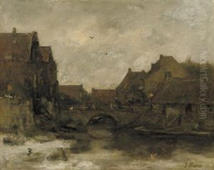 Oude Huizen In Delft - Nightfall In Winter