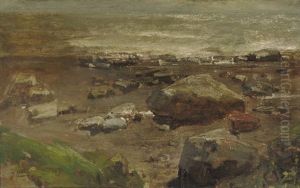 Kust Van Normandie - Boulders On The Beach by Jacob Henricus Maris