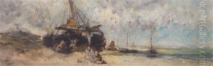 "bomschuit" On The Beach by Jacob Henricus Maris