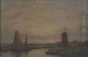 Sunset Over A Polder