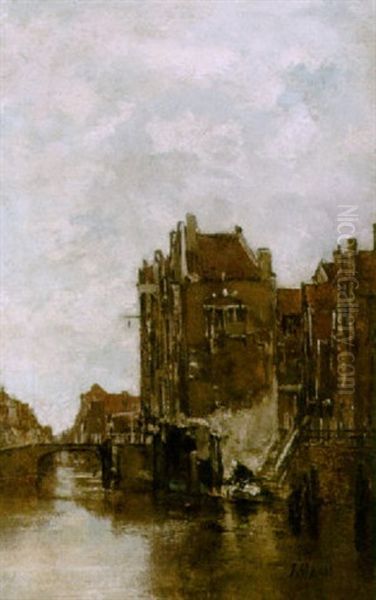 A View Of Dordrecht With A Washerwoman By A Canal - view 1