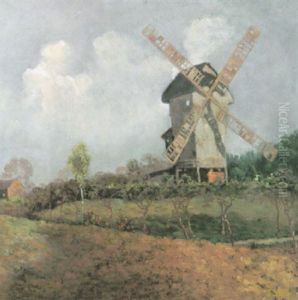 Windmuhle In Sonniger Fruhlingslandschaft Mit Vorbeiziehendem Gewolk Windmuhle In Sonniger Fruhlingslandschaft Mit Vorbeiziehendem Gewolk