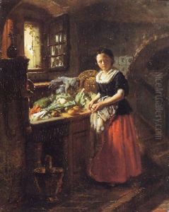 Keukeninterieur Met Meisje Bij Het Raam by Jacob Henricus Maris