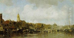 A View Of A Dutch Town On The Waterfront by Jacob Henricus Maris