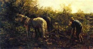 A Peasant Ploughing A Field