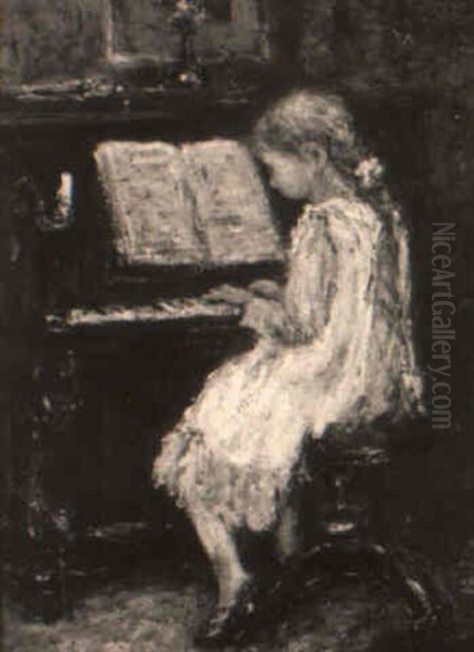 A Little Girl Playing The Piano - view 1