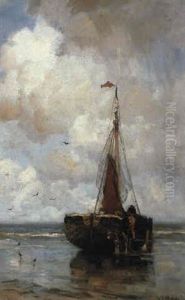 A Beached Bomschuit At Scheveningen by Jacob Henricus Maris
