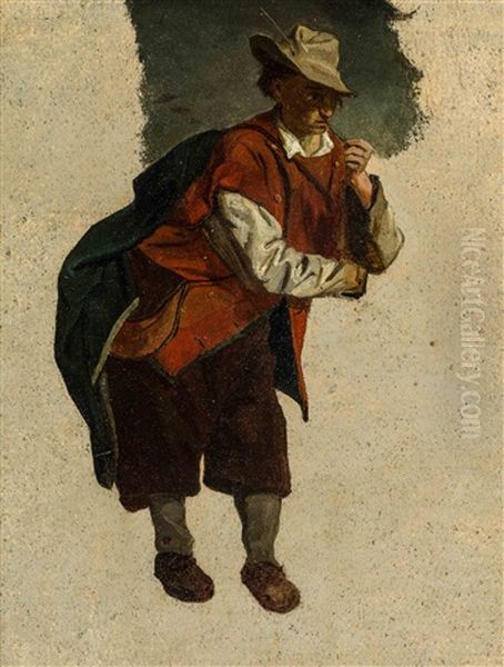 Man With Backpack (german Folkore Costume Study Ca. 1861) - view 1