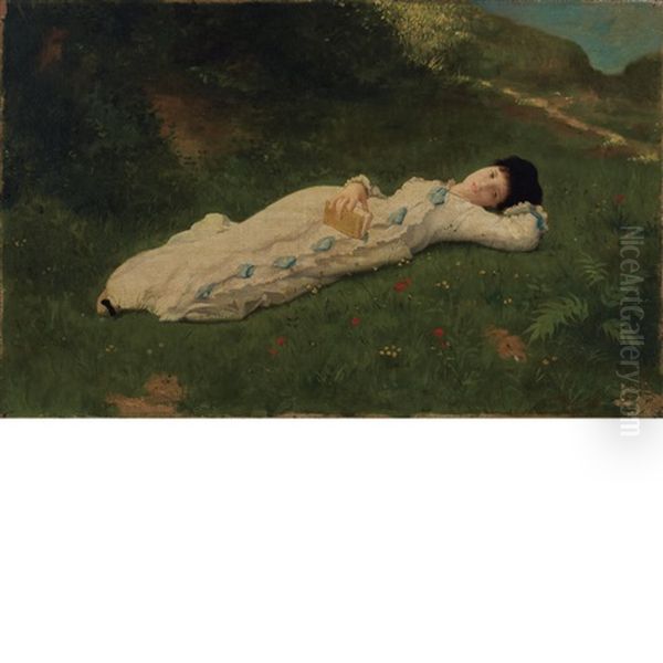 Lady Reclining On The Grass - view 1
