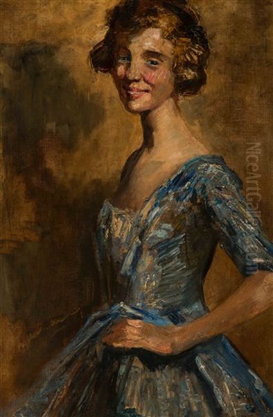 Portrait Of A Girl In A Blue Dress - view 1