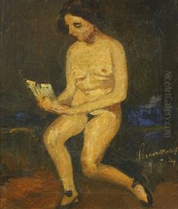 Sitzender, Lesender Frauenakt