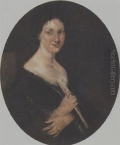 Portrait Of A Woman With A Fan by Simon Maris