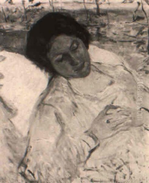 A Sleeping Lady In A White Dress by Simon Maris