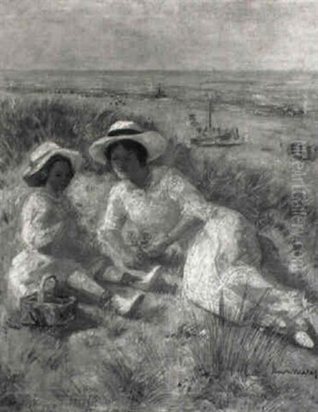 A Mother And Child On A Dune Top - view 1