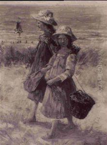 The Daughters Of The Artist On Zandvoort Beach