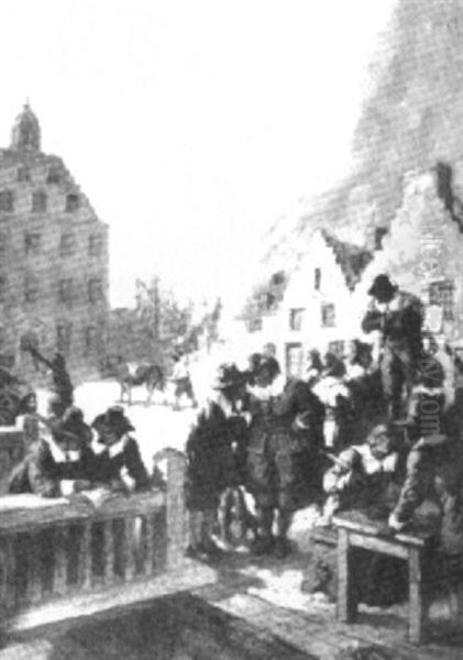 Colonial Town, Men With Deeds - view 1