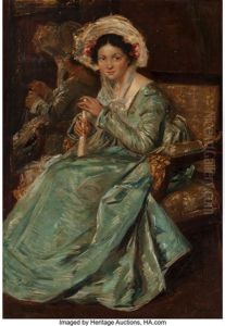 Portrait Of Seated Lady In Blue Dress by Willem Maris