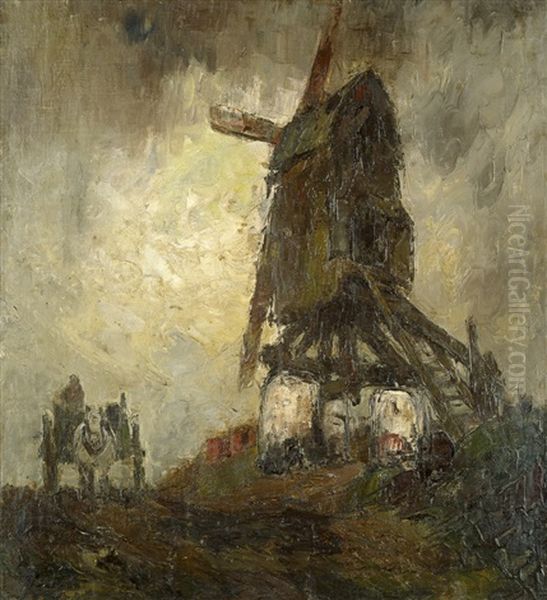 A Cart Beside A Windmill - view 1