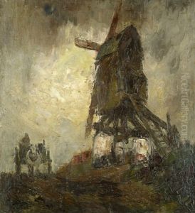 A Cart Beside A Windmill by Willem Maris
