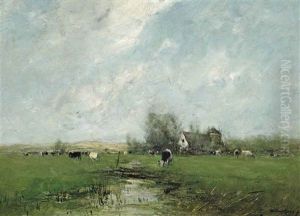 Cattle Grazing Near A Farm by Willem Maris