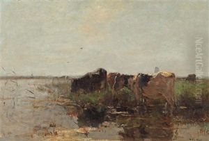 Cows Grazing Near A Stream by Willem Maris