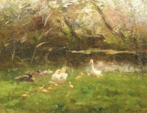 Ducks By The Waterside by Willem Maris