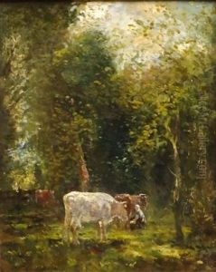 Cattle In A Sunlit Glade by Willem Maris