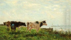 Cows By The Waters Edge by Willem Maris