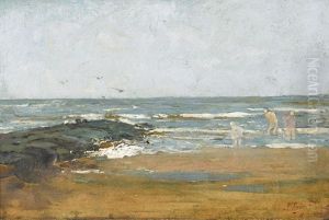 Strandpartie Mit Drei Figuren