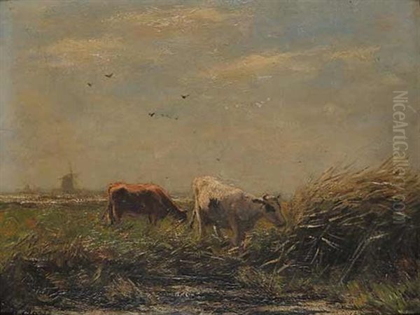 Untitled - Two Cows In A Pastoral Landscape - view 1