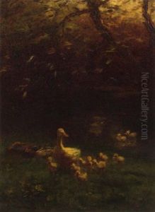 Ducks And Ducklings On The Waterside