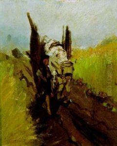 Bauer Mit Einem Karren Am Heimweg Bauer Mit Einem Karren Am Heimweg