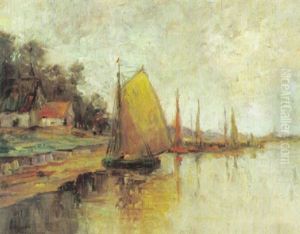 Fluslandschaft Mit Angelegten Booten by Willem Maris
