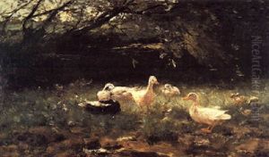Ducks On A Riverbank