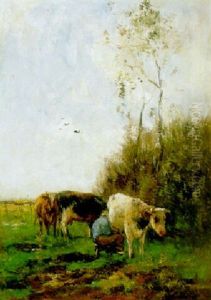 Koeien In Een Melkbocht by Willem Maris