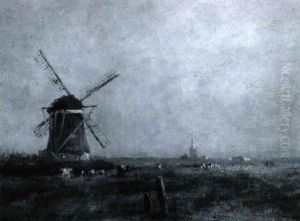 Cows In A Landscape With Windmill Cows In A Landscape With Windmill