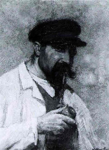 Portrait Of Man Smoking A Pipe (self Portrait Of The Artist?) - view 1