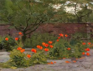 Klaprozen Bij Een Tuinmuur by Willem Matthijs Maris