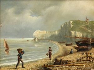 Fishing Village Scene by Gerarda Hermina Marius Eraud