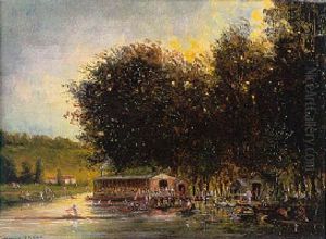 La Grenouillere En Bord De Seine by Gerarda Hermina Marius Eraud