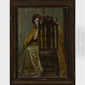 Elegant Dame Seated In A Jacobean Chair by Lajos Mark