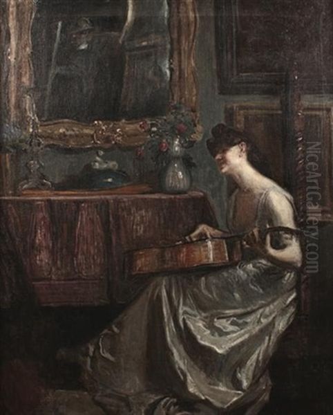 A Lady Playing A Guitar In A Music Room - view 1